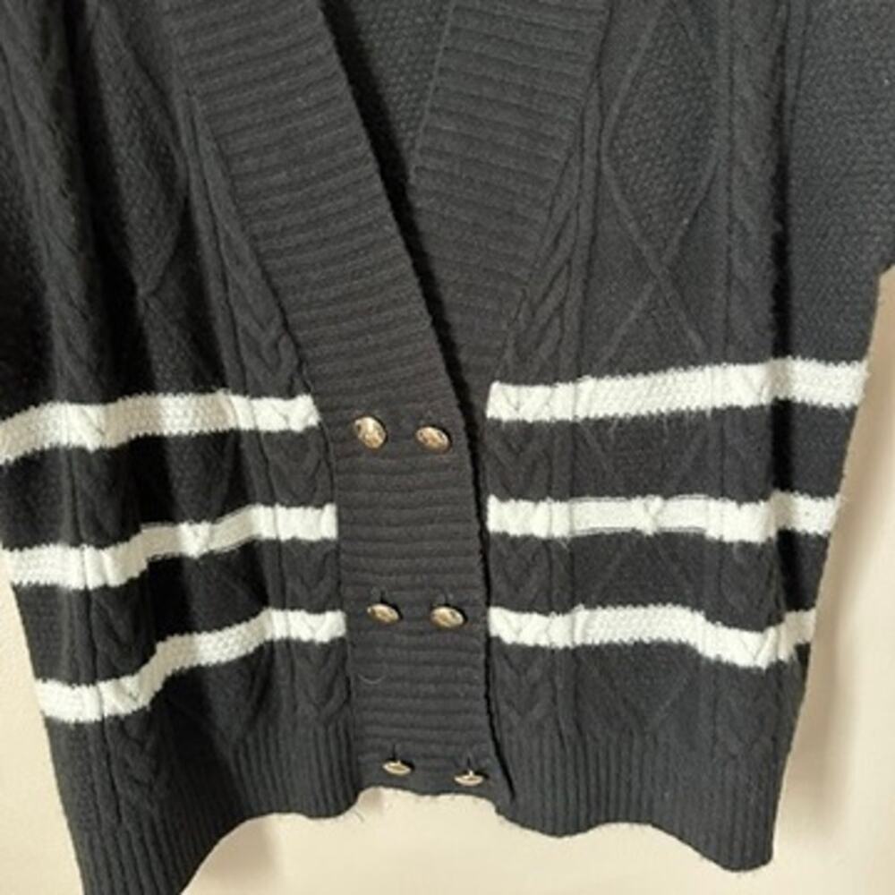 Anthropologie Maeve Sweater Vest Womens XL Black Striped Gold Button Preppy - Picture 5 of 12